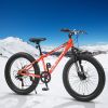 S24109 Elecony 24 Inch Fat Tire Bike Adult/Youth Full Shimano 7 Speeds Mountain Bike, Dual Disc Brake, High-Carbon Steel Frame, Front Suspension, Moun