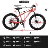 S24109 Elecony 24 Inch Fat Tire Bike Adult/Youth Full Shimano 7 Speeds Mountain Bike, Dual Disc Brake, High-Carbon Steel Frame, Front Suspension, Moun
